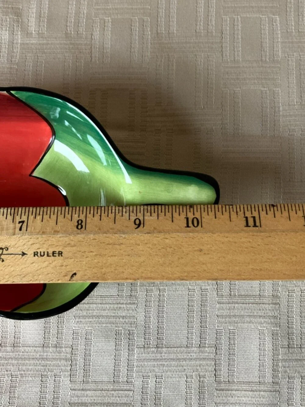 VTG Clay Art Hand Painted Red Chili Pepper Dish Trinket Candy Serving Bowl